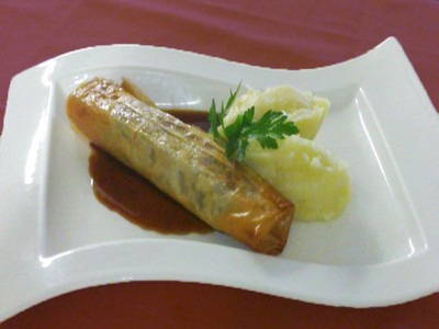 Pastilla d'agneau, purée de haricot de soissons