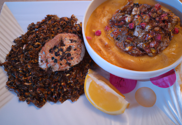 Rémoulade de lentilles et gésiers confits au foie gras