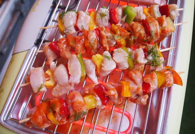 Brochettes de dinde au duo de marinade