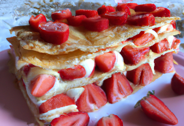 Mille-feuilles aux fraises et son glaçage rose