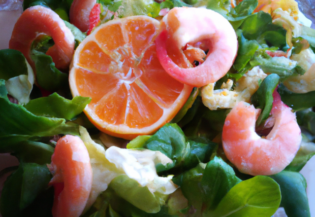 Salade aux crevettes et aux agrumes