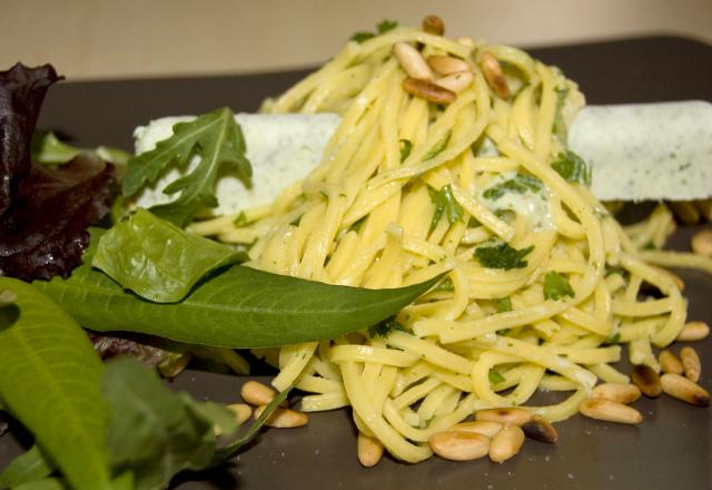 Glaçons de pesto du jardin, pâtes