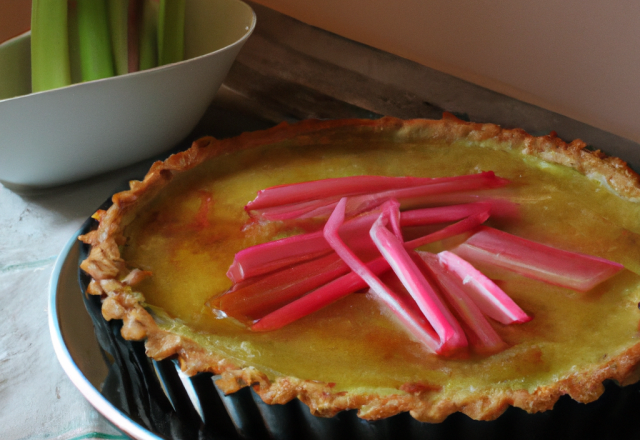 Tarte à la rhubarbe et son flan