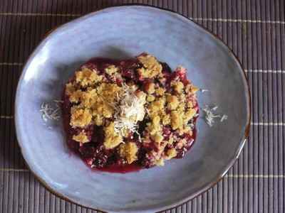 Crumble fruits de saison-coco