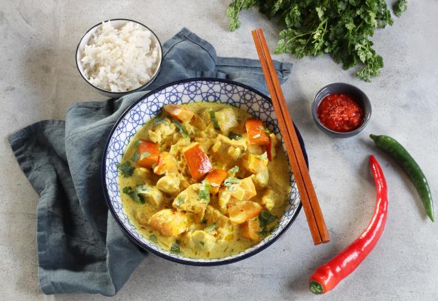 Curry de poulet et lait de coco au potimarron