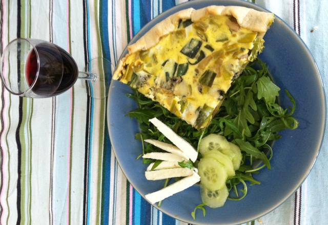 Quiche poireaux champignons au roquefort