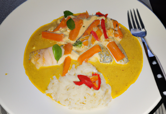 Curry de dorade surimi au lait de coco et poivron