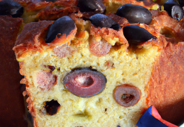 Cake aux olives et aux lardons