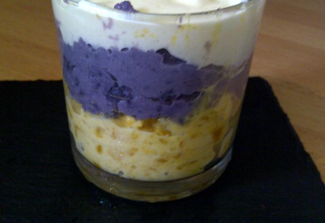 Verrine potimarron, vitelotte, camembert