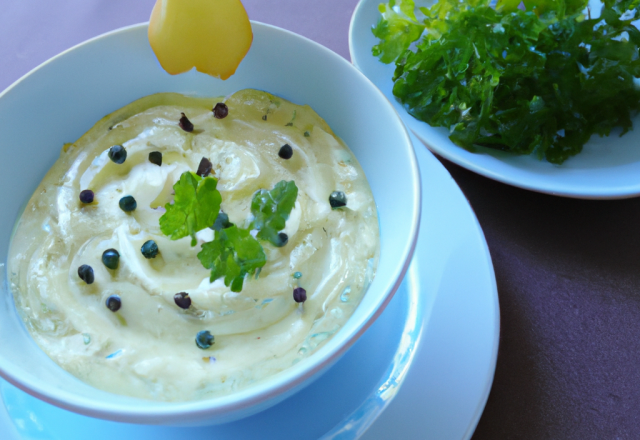 Crème de roquefort et mousse de poire