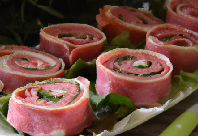 Rouleaux de jambon rouge et vert