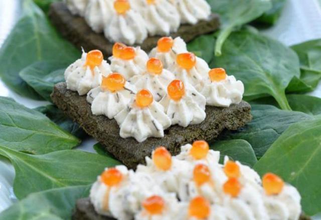 Hors d'œuvre épinards et Apérivrais Tartinade au Saumon