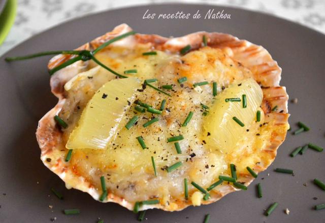 Coquilles Saint-Jacques gratinées aux champignons