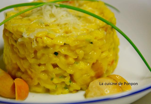 Risotto aux champignons parfumé au safran