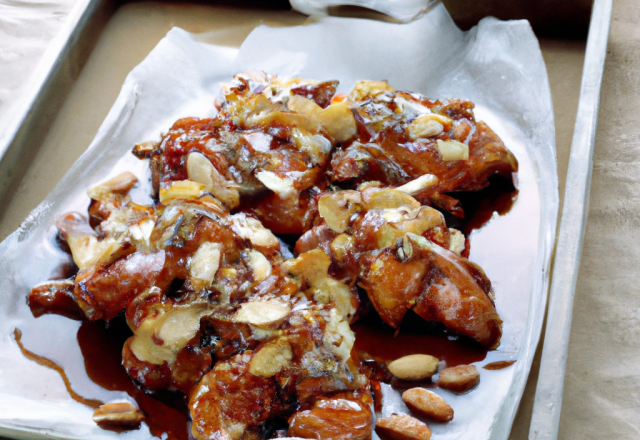 Poulet sucré au miel et amandes