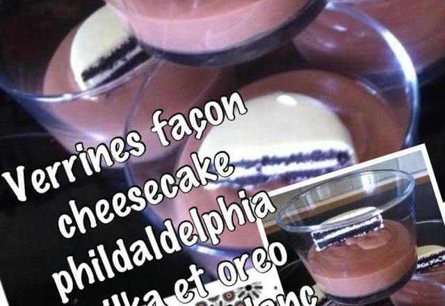 Verrines façon cheesecake philadelphia milka et oreo chocolat blanc