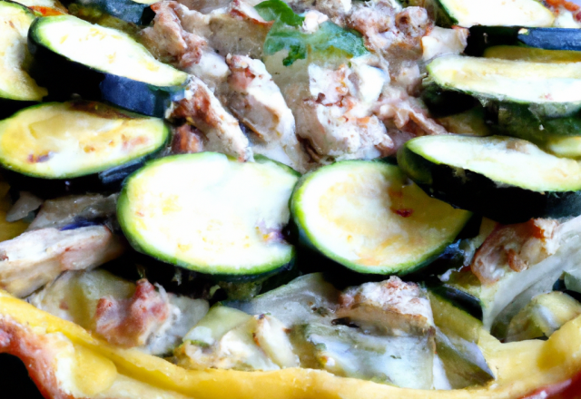 Tarte poulet roquefort courgettes