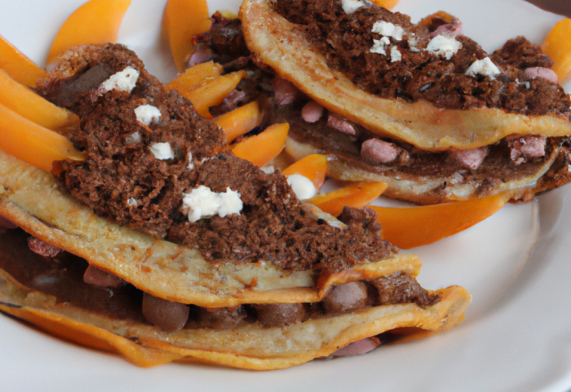 Chaussons de crêpes aux pêches et au chocolat