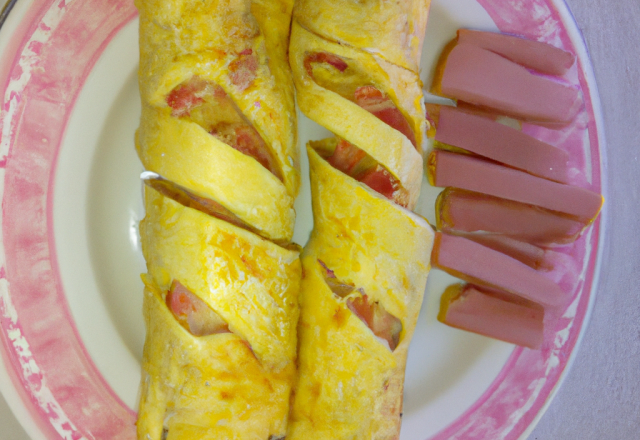 Omelette roulée au jambon et comté