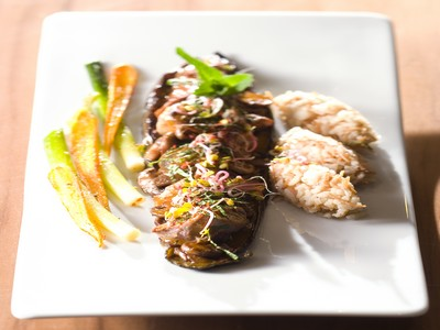 Aubergines confites à l'épaule d'agneau