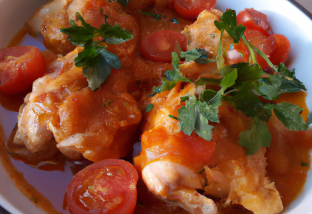 Poulet aux tomates confites