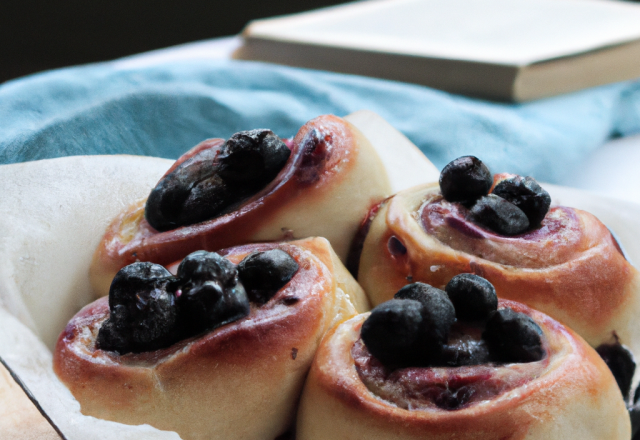 Blueberry buns ou brioches aux myrtilles