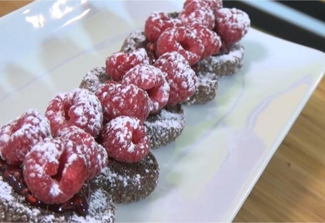 Sablés diamants au chocolat et aux framboises