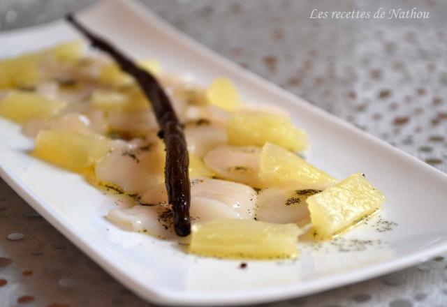 Carpaccio de Saint-Jacques à la vanille et ananas