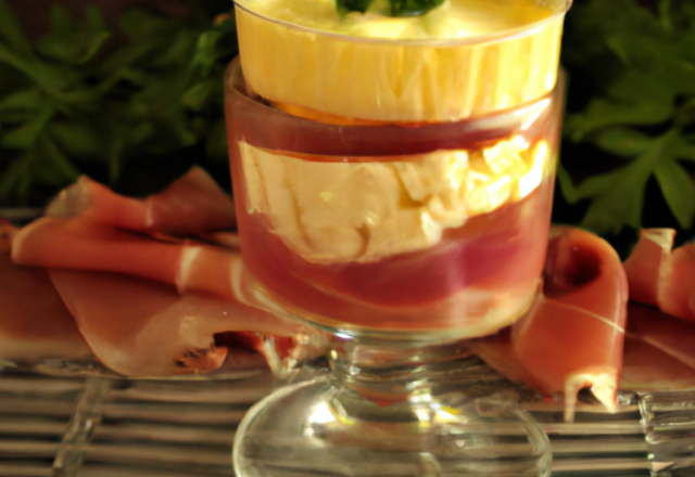 Verrine de jambon et de camembert