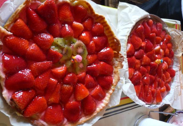 Tarte sablée aux fraises et aux kiwis