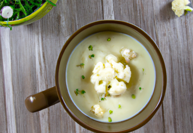 Velouté de choux fleur, chèvre frais et huile de noisette