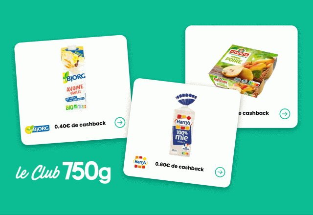 Avec le Club 750g, faites des économies : voici 3 offres pour récupérer de l’argent sur l’achat de pain de mie, lait d'avoine et de compotes