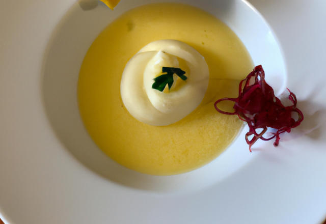 Velouté glacé de Riquette-Comcombre et son nuage citronné sucré