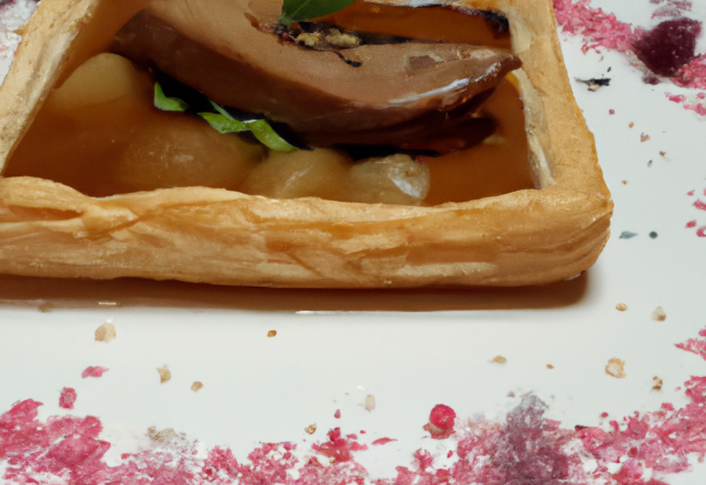 Foie gras sur tarte fine feuilletée