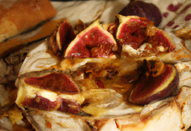 Camembert rôti aux figues et aux pignons de pain