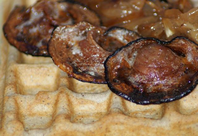 Gaufre de blé noir à l'andouille grillée