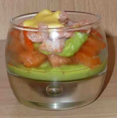 Verrine guacamole melon crevettes