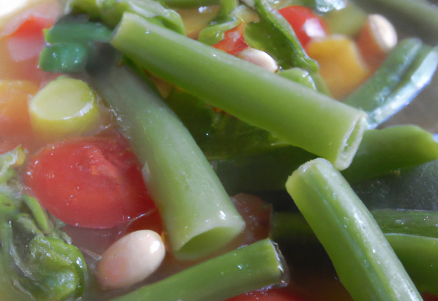 Soupe de légumes, haricots au beurre