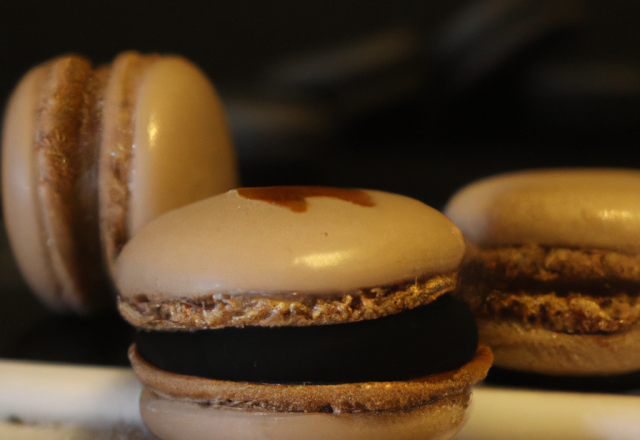 Macaron noir à la crème de spéculoos