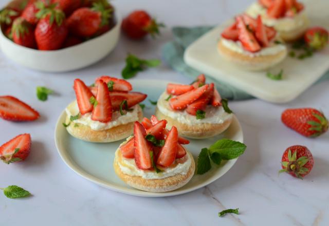 Mini pizza sucrée au mascarpone et aux Fraises du Périgord IGP