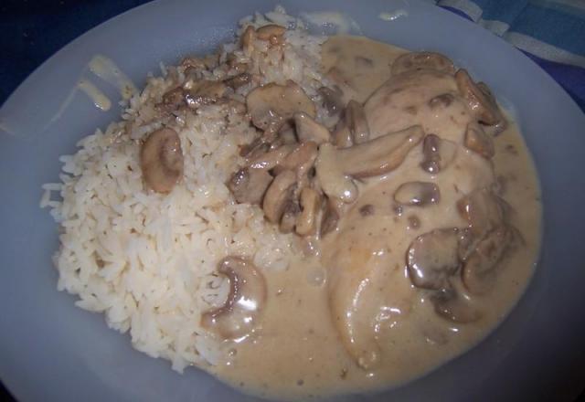 Escalope de dinde avec riz aux champignons