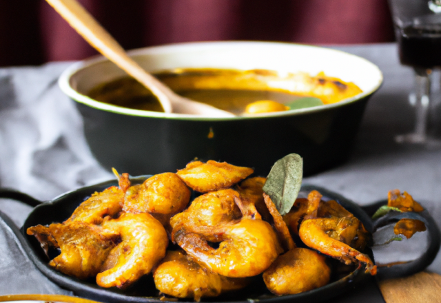 Madeleines aux crevettes et curry