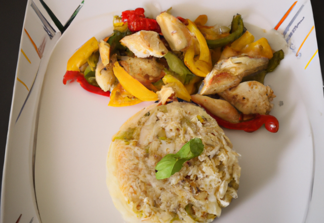 Emincé de poulet au riz et légumes d'été