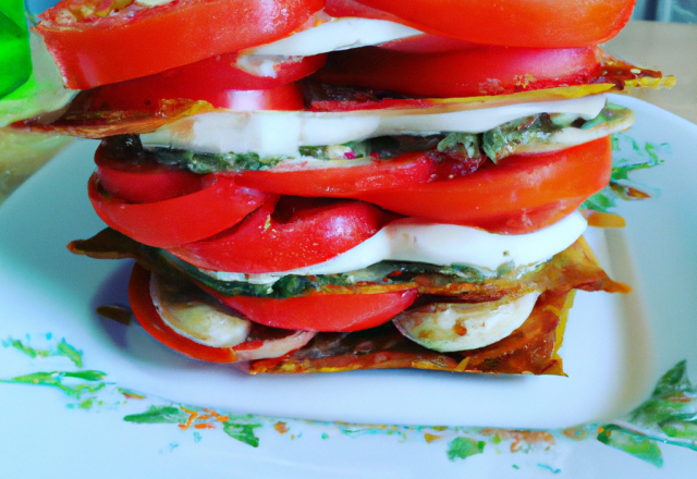 Mille-feuilles de tomates au concombre