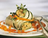 Roulade de courgettes aux poivrons