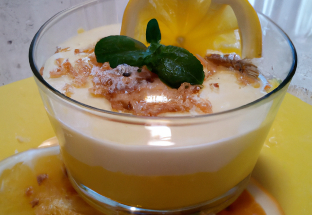 Mousse de miel, agrumes et granité citron