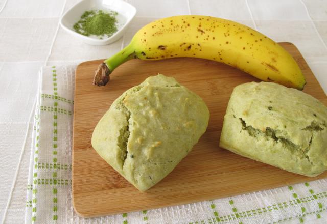 Petits pains banane et thé matcha