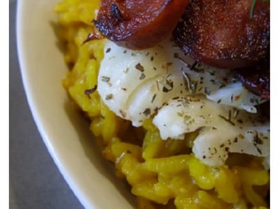 Risotto épicé au cabillaud et chorizo