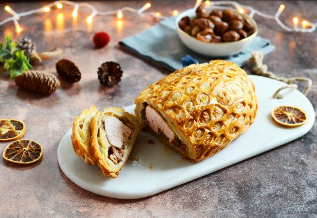 Rôti de dinde en croûte aux champignons et aux marrons