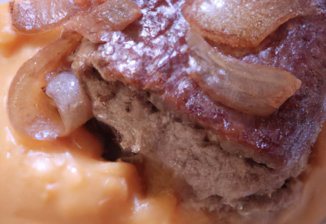 Parmentier de boudin au crémeux de marrons compotés d'oignons caramélisés au melfor